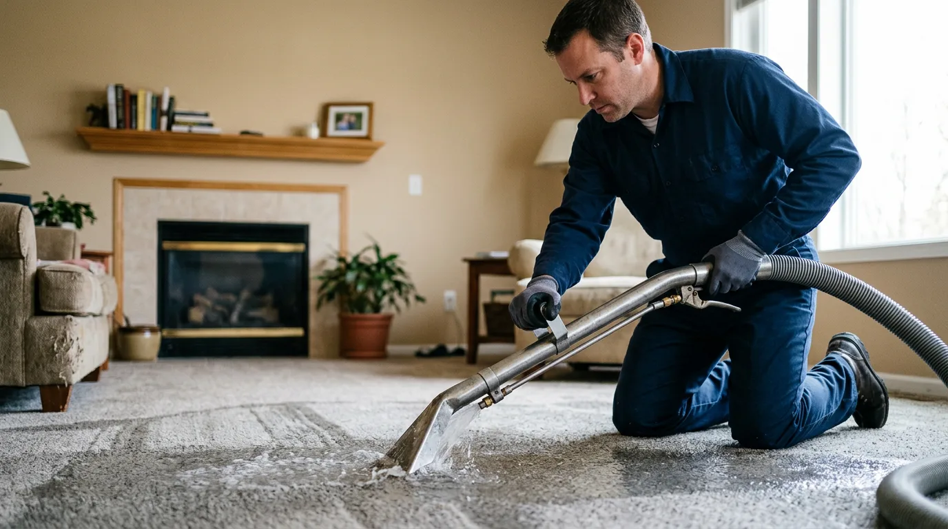 Water damage restoration technician working near Mount Pleasant, WI